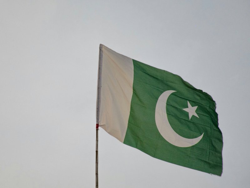 Pakistani flag in the air