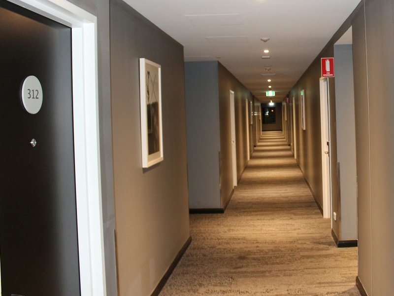 A hotel corridor
